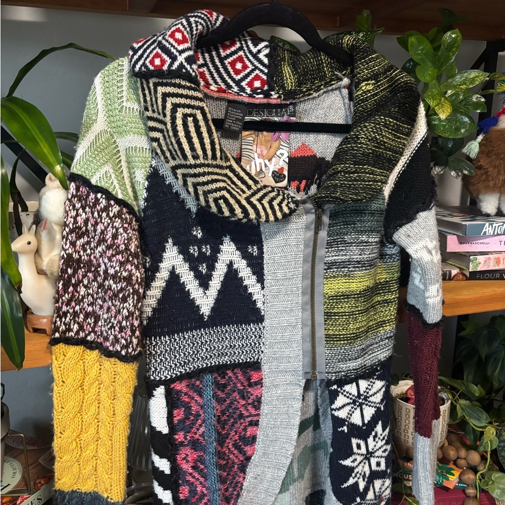 Desigual Women's Multicolor Patchwork Cardigan Sw… - image 1